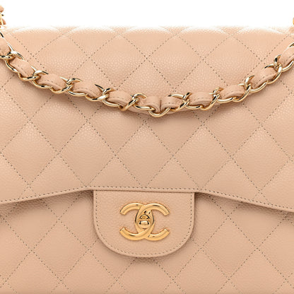 Chanel Caviar Quilted Jumbo Double Flap Light Beige 8 of 10