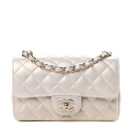 Chanel Iridescent Lambskin Quilted Mini Rectangular Flap Ivory 1 of 11