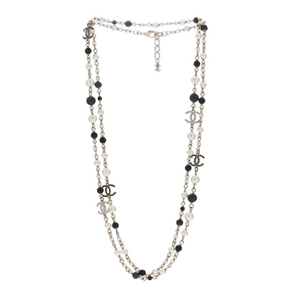 Chanel Pearl Bead Crystal CC Long Necklace Black Gold 2 of 4