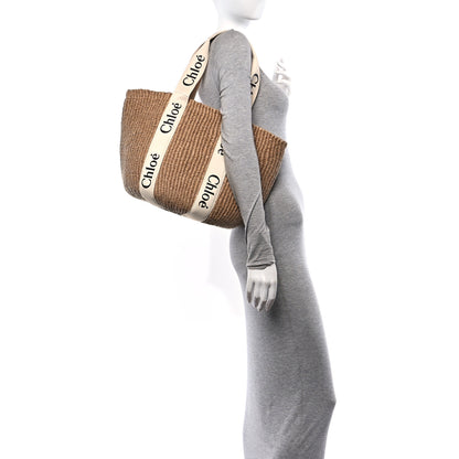 Chloe Raffia Large Woody Basket Bag White 3 of 10