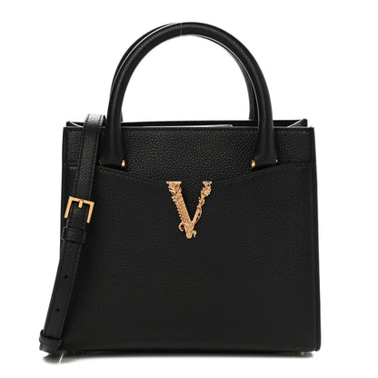Versace Grainy Calfskin Virtus Top Handle Tote Black 1 of 10