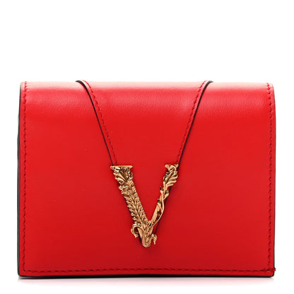 Versace Calfskin Virtus Bifold Wallet Red 1 of 7