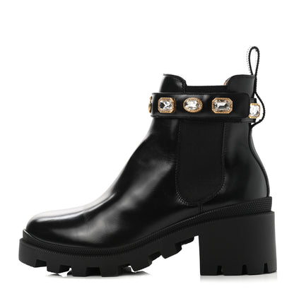 Gucci Calfskin Crystal GG Trip Chelsea Ankle Boots 40 Black 1 of 11