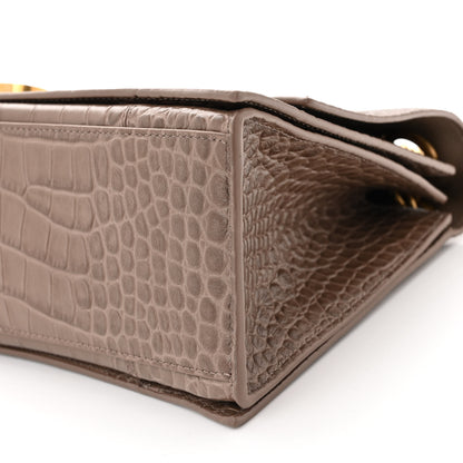 Balenciaga Extra Supple Calfskin Crocodile Embossed Medium Crush Chain Bag Brown 9 of 10