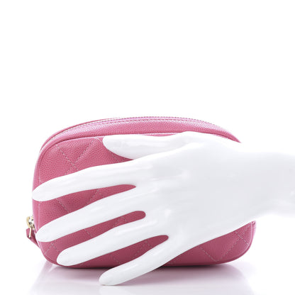 Chanel Caviar Quilted Small Curvy Pouch Cosmetic Case Pink 2 of 9