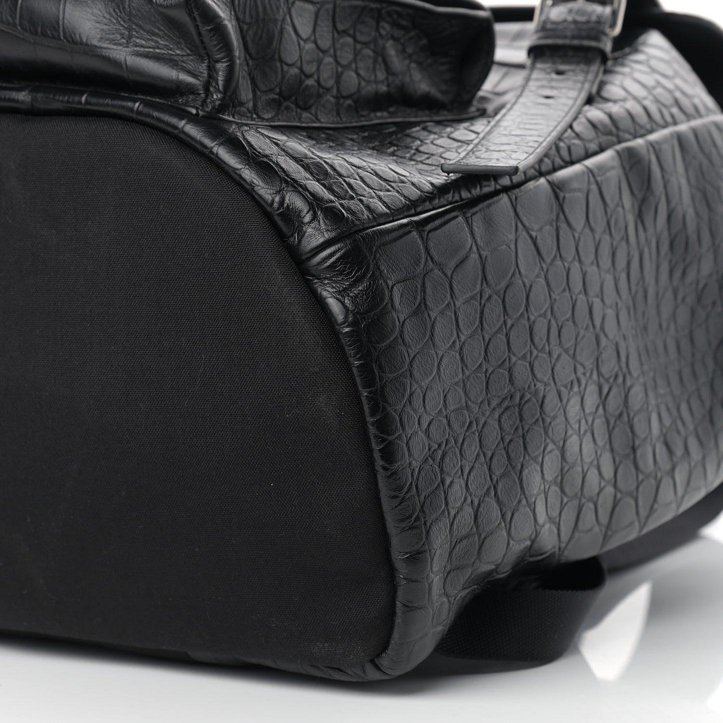 Crocodile Embossed Lambskin Noe Backpack Black