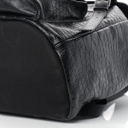 Saint Laurent Crocodile Embossed Lambskin Noe Backpack Black 9 of 9