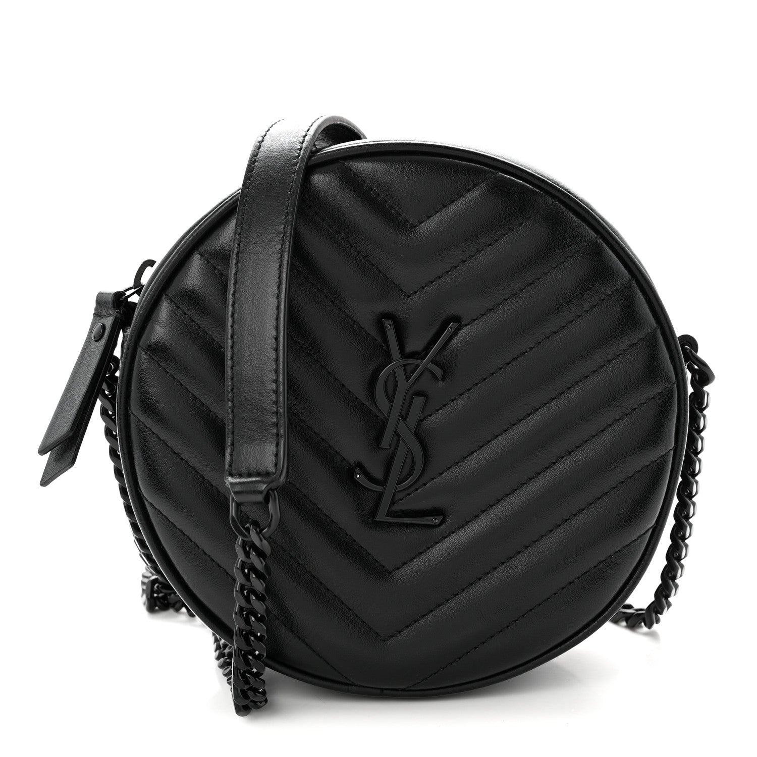 Saint Laurent Calfskin Matelasse Chevron Round Vinyle Camera Bag Black 1 of 10