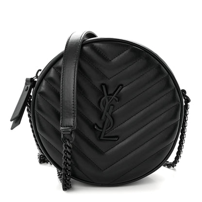 Saint Laurent Calfskin Matelasse Chevron Round Vinyle Camera Bag Black 1 of 10