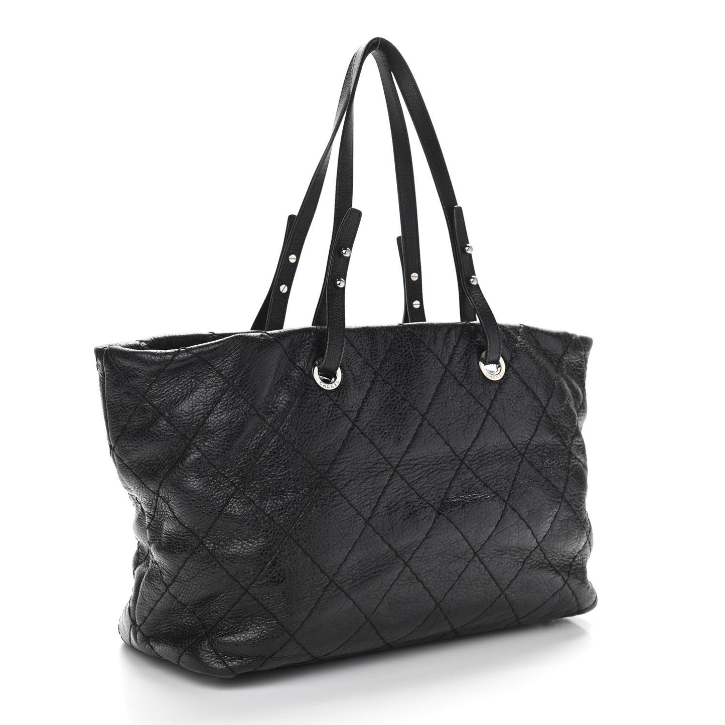 Glazed Calfskin Large On The Road Tote Black