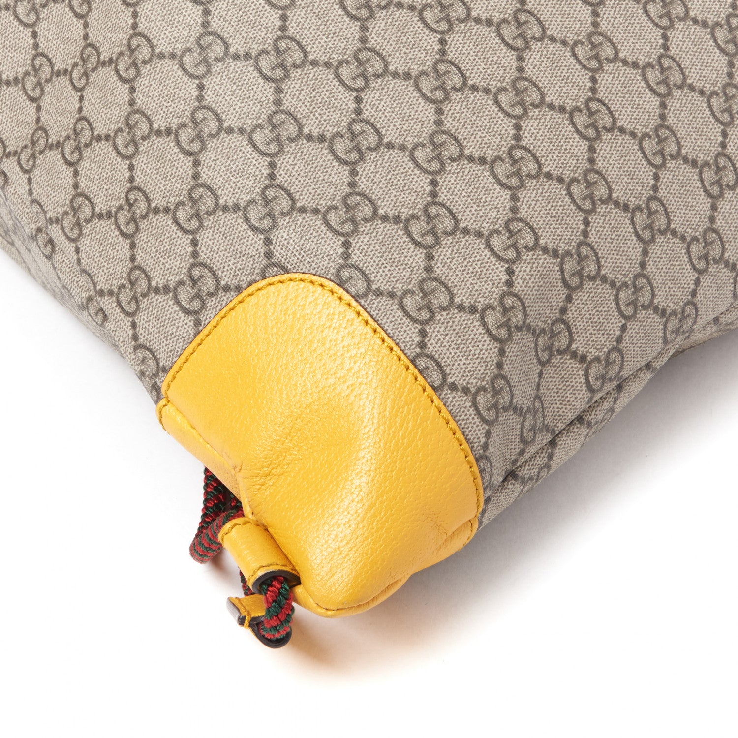 Gucci GG Supreme Monogram Neo Vintage Drawstring Backpack Beige New Acero Crop 5 of 9