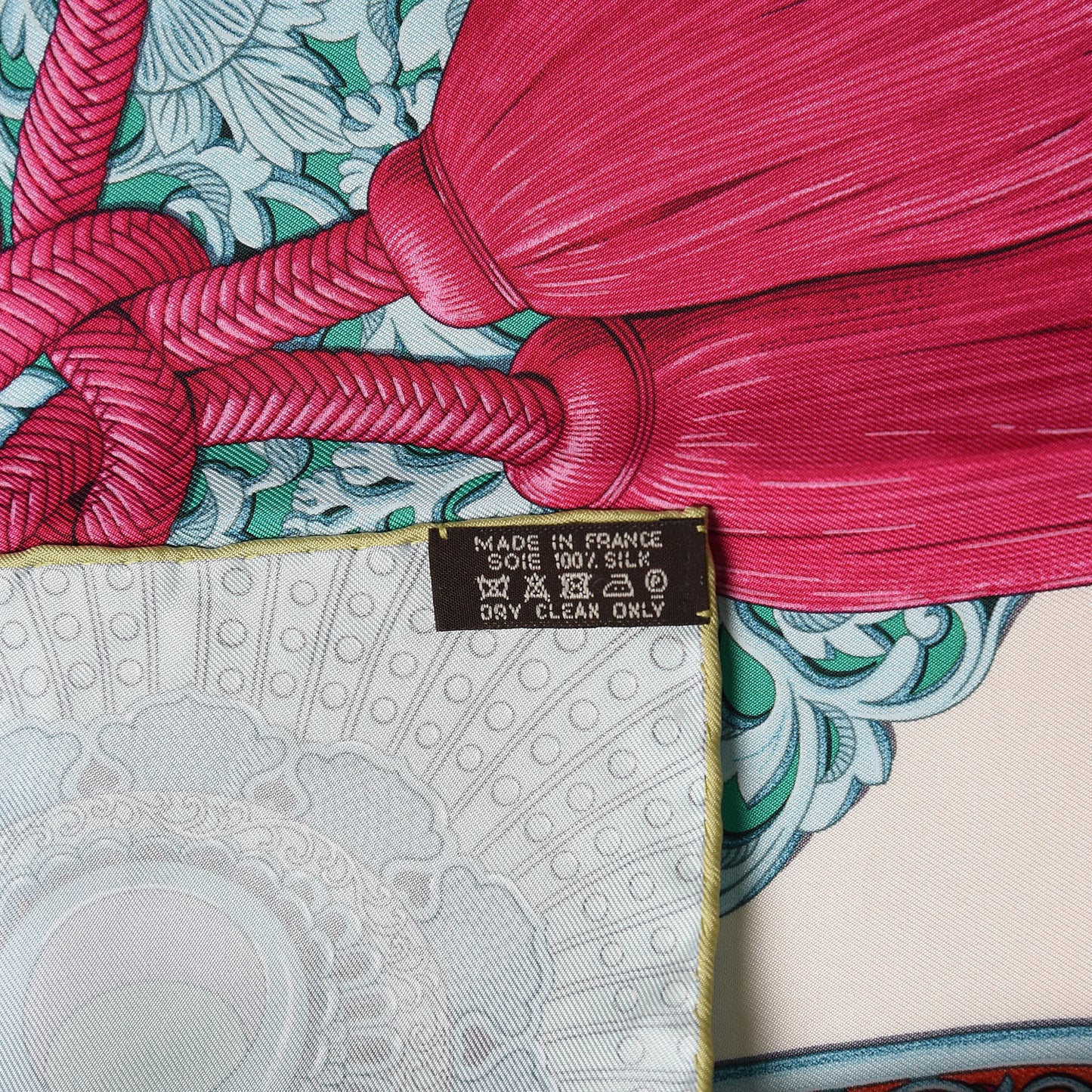 Silk Parures de Samourais Scarf 90 Creme Aqua Coral