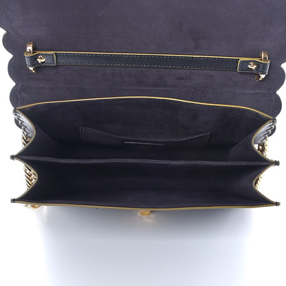 Fendi Vitello Liberty Scalloped Studded Kan I Shoulder Bag Black 5 of 8