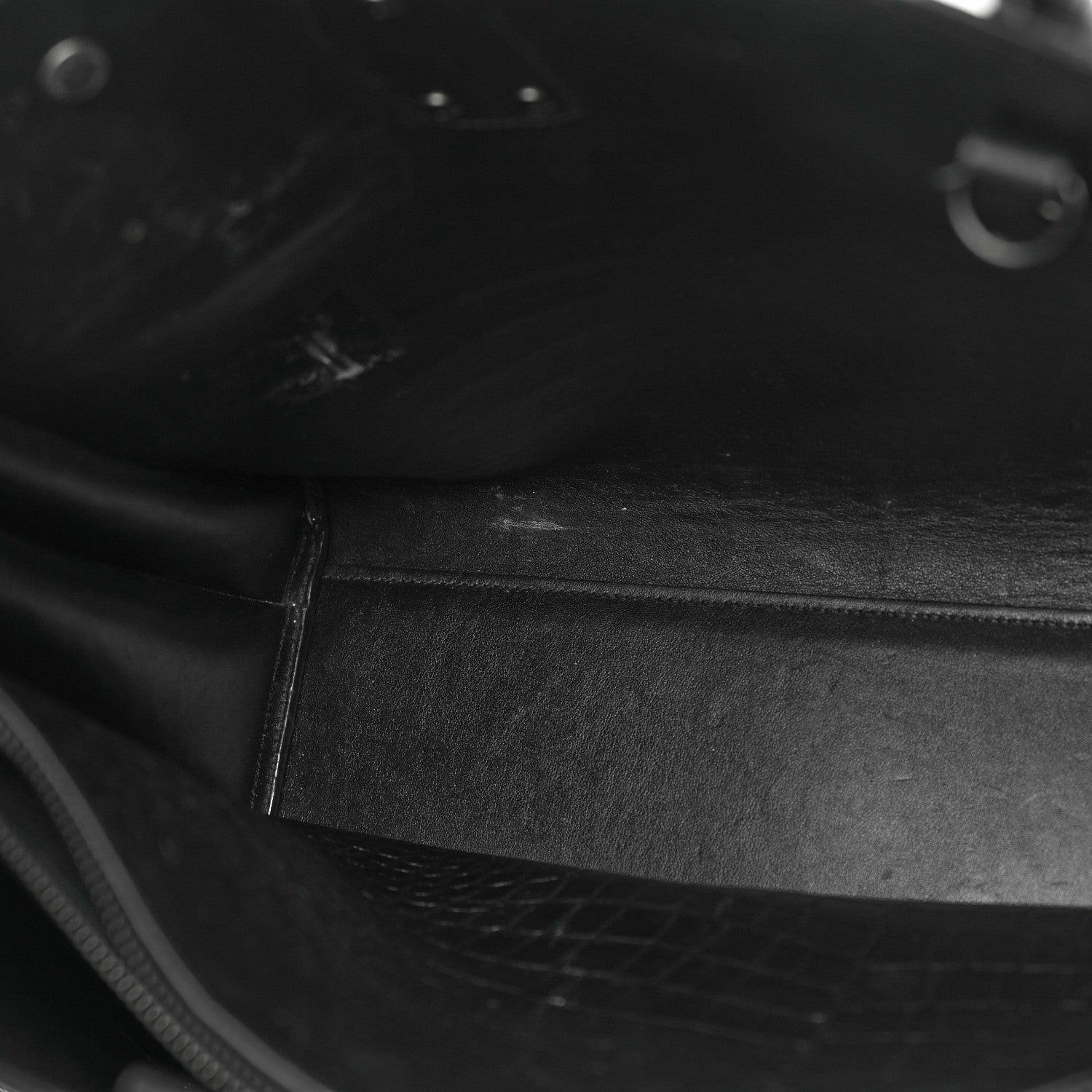 Saint Laurent Calfskin Crocodile Embossed Large Sac De Jour Carryall Black 13 of 26