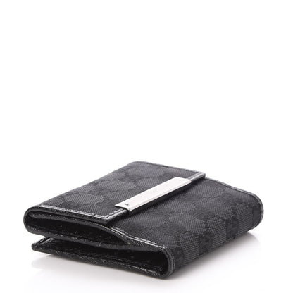 Gucci Monogram Textured Calfskin Metal Bar French Flap Wallet Black 4 of 8