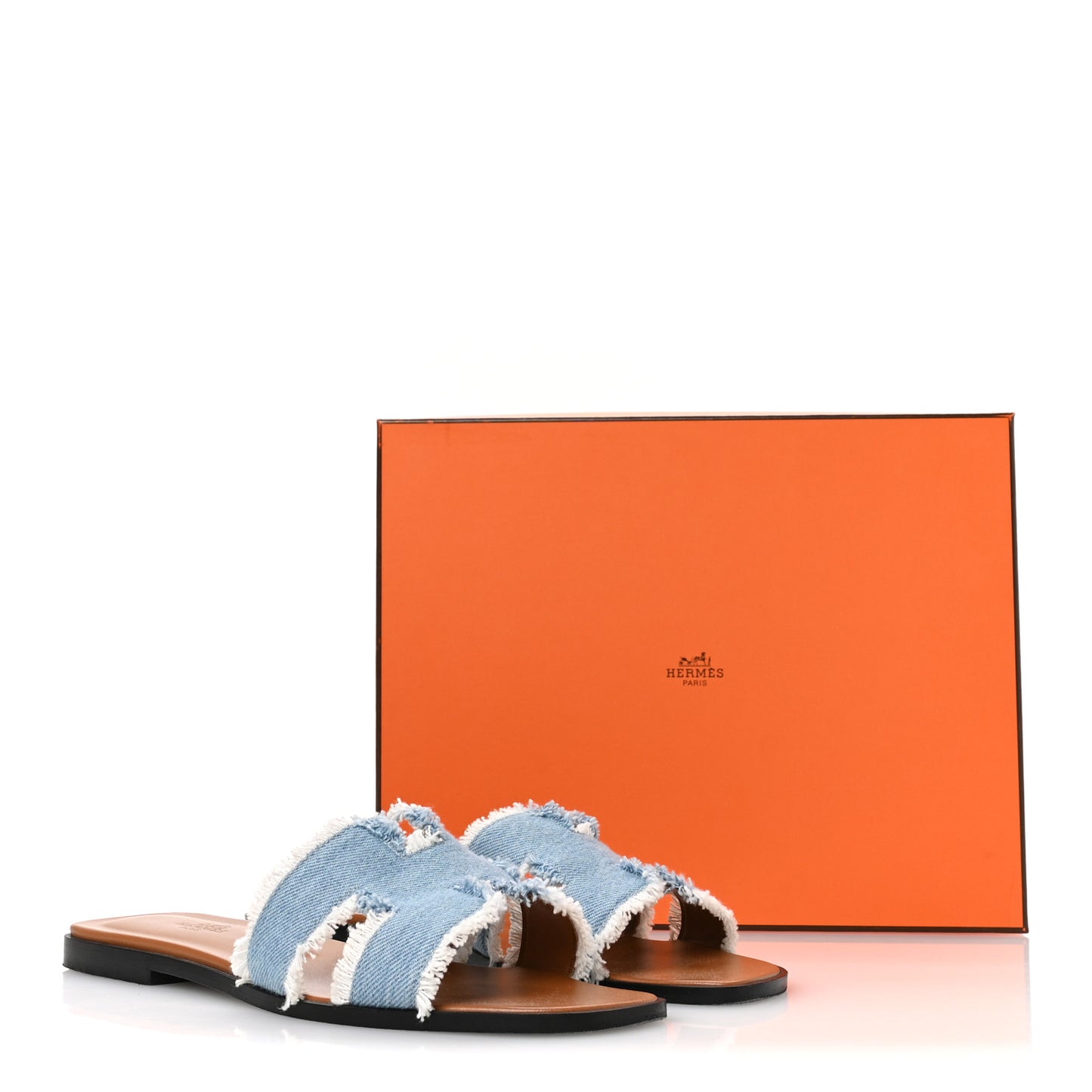 Denim Oran Fringe Sandals 40 Bleu Clair