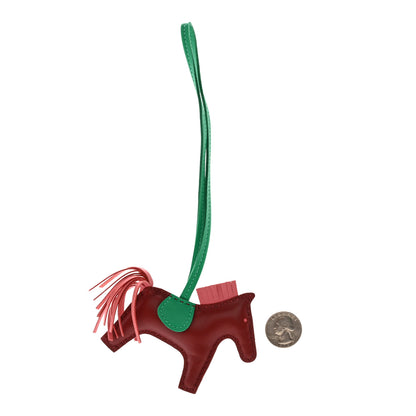 Hermes Milo Lambskin Grigri Rodeo Horse Bag Charm PM Rouge H Rose Indien Menthe 2 of 4