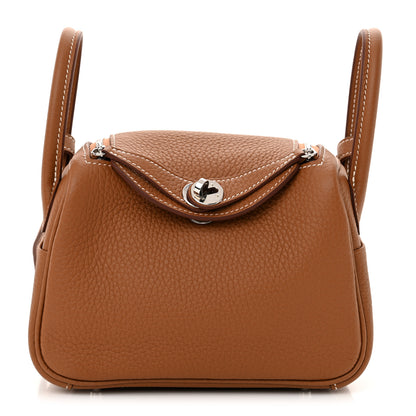 Hermes Taurillon Clemence Mini Lindy 20 Gold 1 of 11