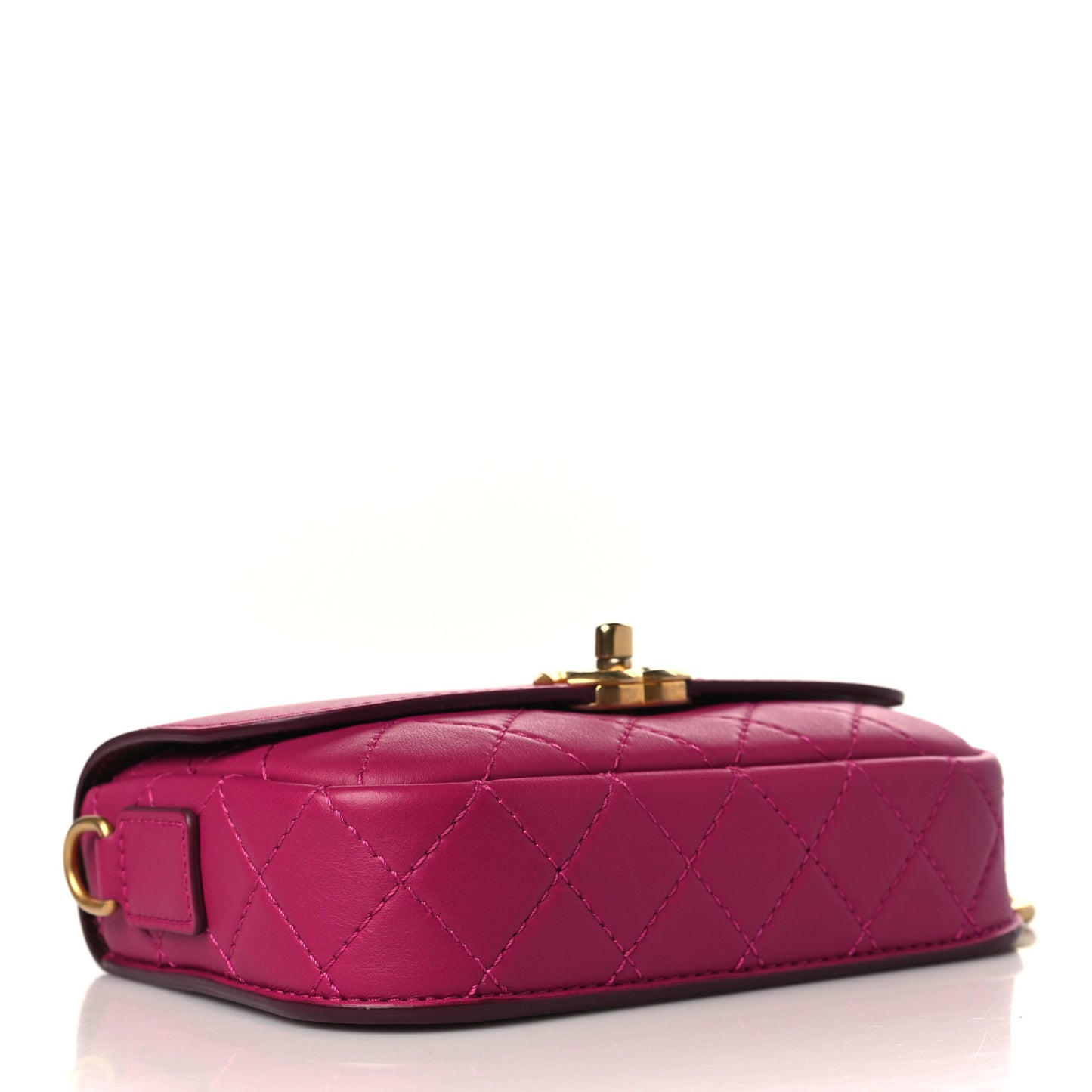 Calfskin Quilted Multi Pouching Flap And Coin Purse Fuchsia