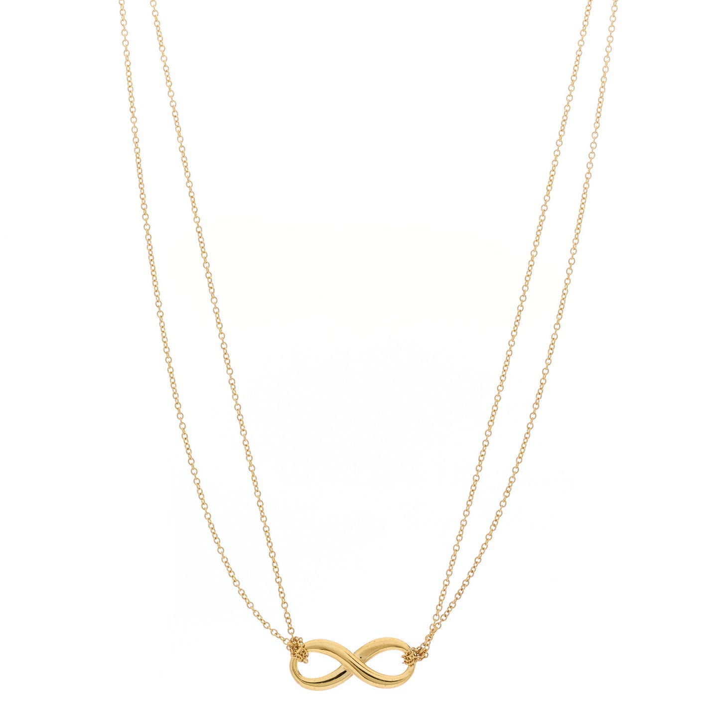 18K Yellow Gold Infinity Double Chain Pendant Necklace