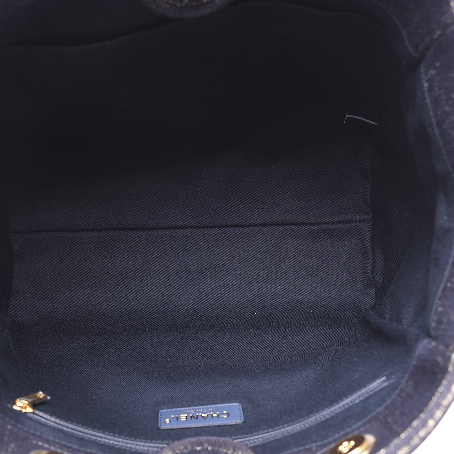 Lurex Canvas Small Deauville Tote Navy Blue Gold