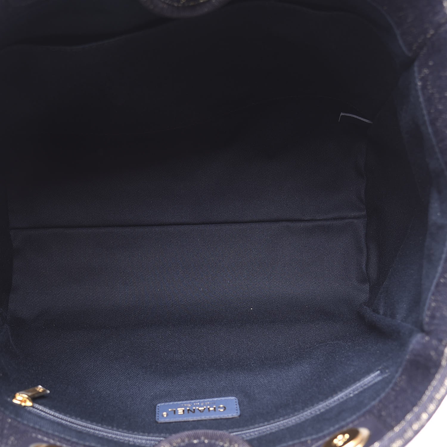 Chanel Lurex Canvas Small Deauville Tote Navy Blue Gold 4 of 11