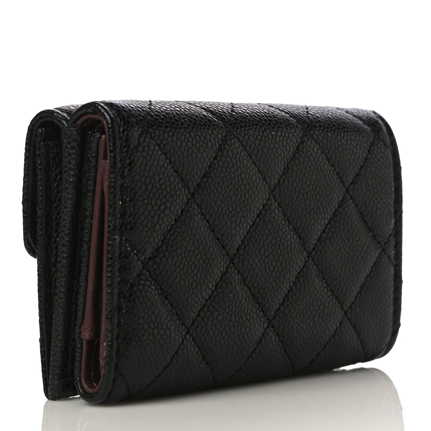 Caviar Quilted Double Flap Wallet Black