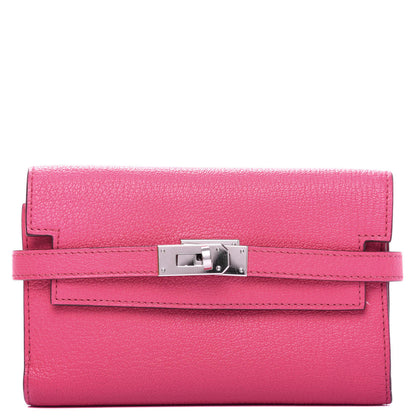 Hermes Chevre Mysore Medium Kelly Wallet Rose Shocking 1 of 7