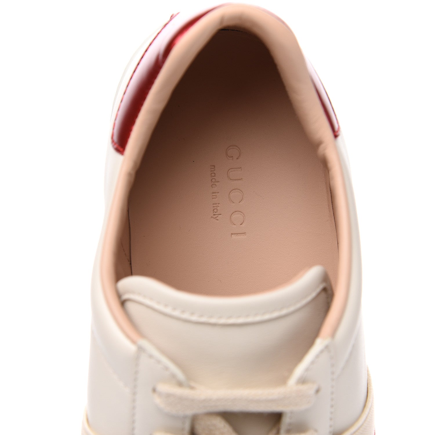 Gucci Calfskin Stripe Womens New Ace Sneakers 38 New Mystic White Ecru Red Flame 6 of 9