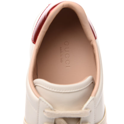 Gucci Calfskin Stripe Womens New Ace Sneakers 38 New Mystic White Ecru Red Flame 6 of 9