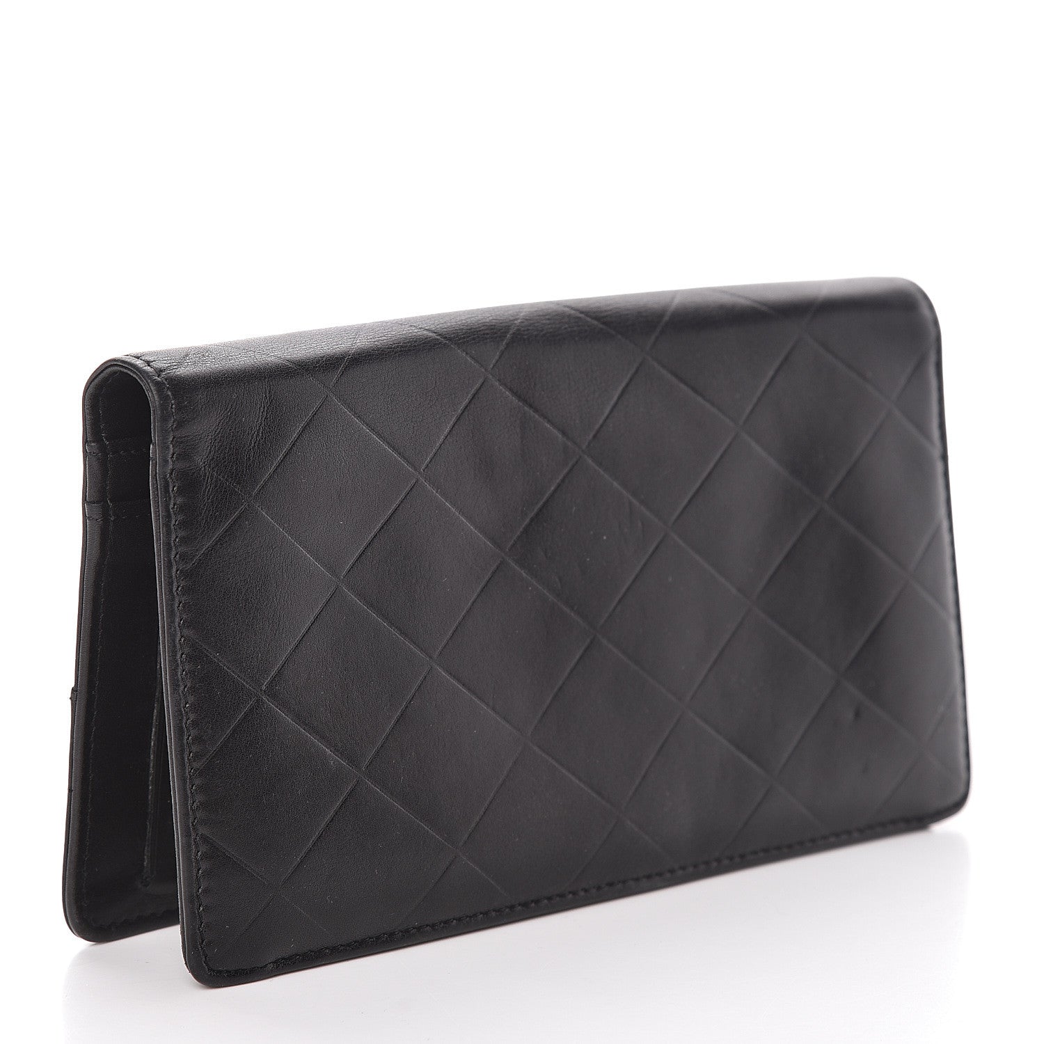 Chanel Lambskin Embossed Logo Yen Wallet Black 3 of 15