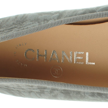 Chanel Metallic Lambskin Camellia Cap Toe Ballerina Flats 38 Dark Grey 7 of 8
