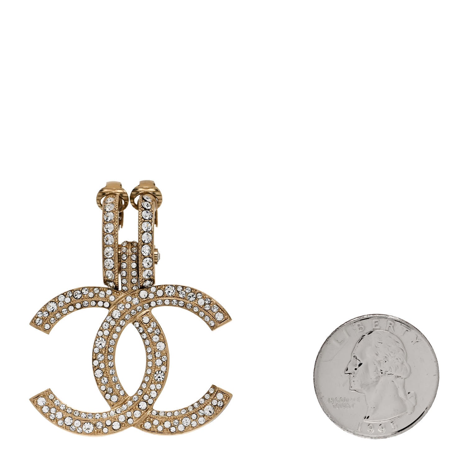 Chanel Crystal CC Single Clip On Earring Gold 2 of 5