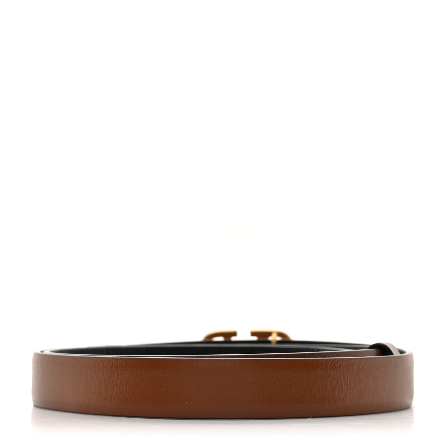 Valentino Garavani Glossy Calfskin VLogo Reversible Belt 90 36 Black Brown 4 of 7