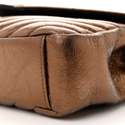 Saint Laurent Metallic Calfskin Matelasse Chevron Monogram Medium College Bag Bronze 11 of 14