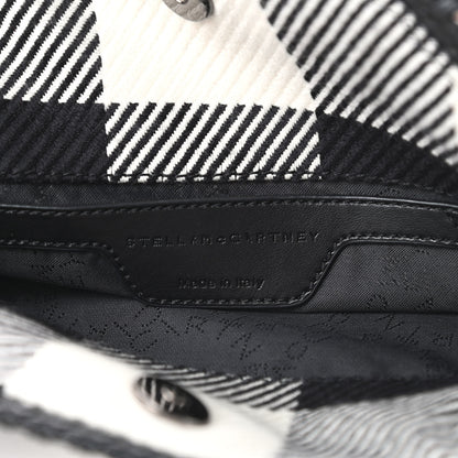 Stella McCartney Wool Plaid Mini Falabella Fold Over Tote Black White 6 of 10