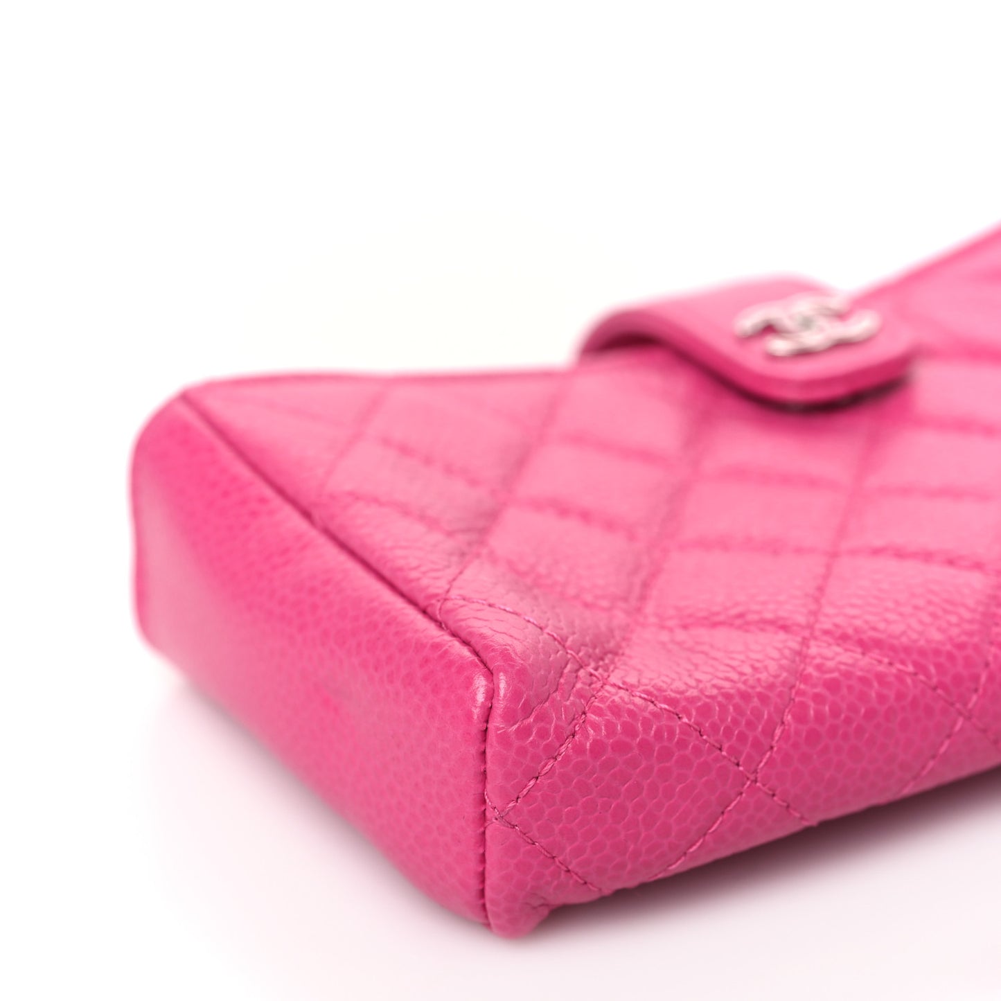 Caviar Quilted Mini Phone Holder Clutch Pink