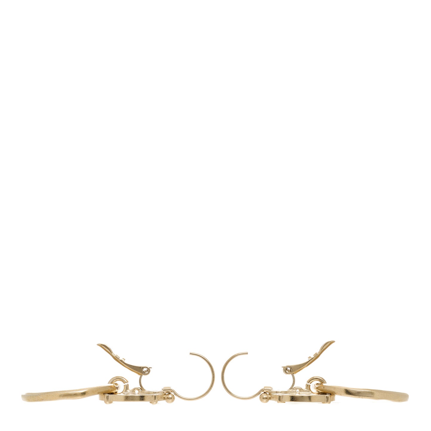 Metal Round CC Medallion Drop Earrings Gold