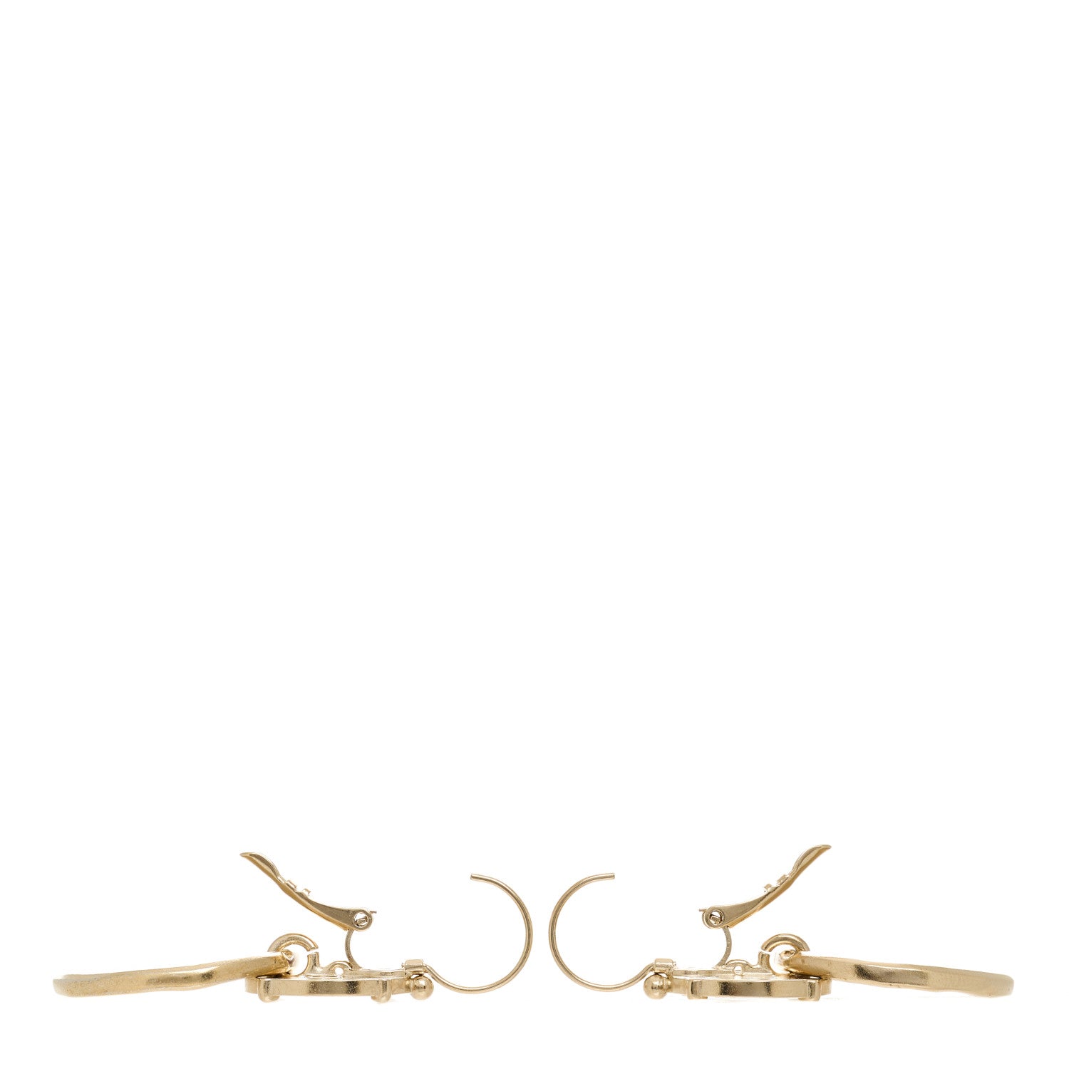 Chanel Metal Round CC Medallion Drop Earrings Gold 4 of 5