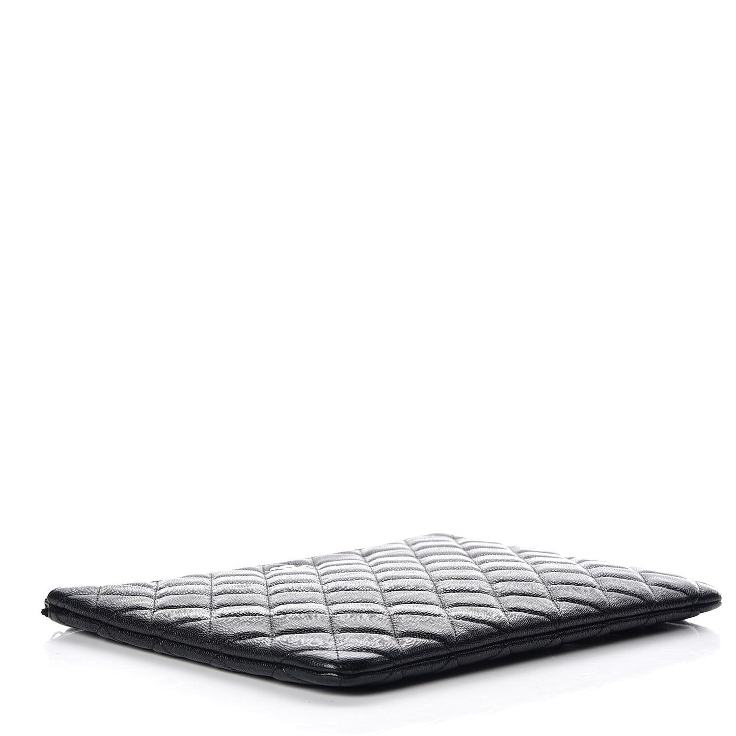 Metallic Caviar Quilted Medium Cosmetic Case Black