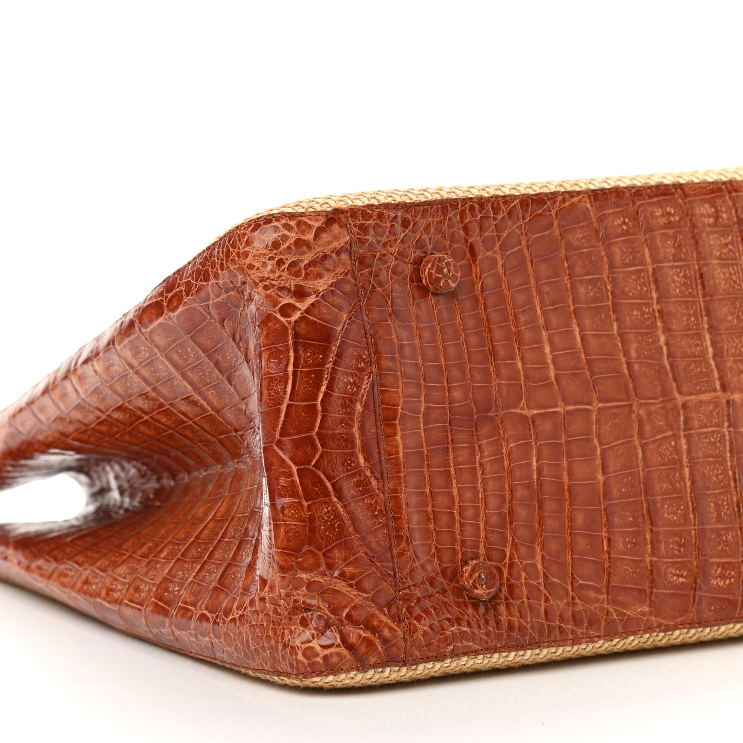 Linen Crocodile Tote Brown