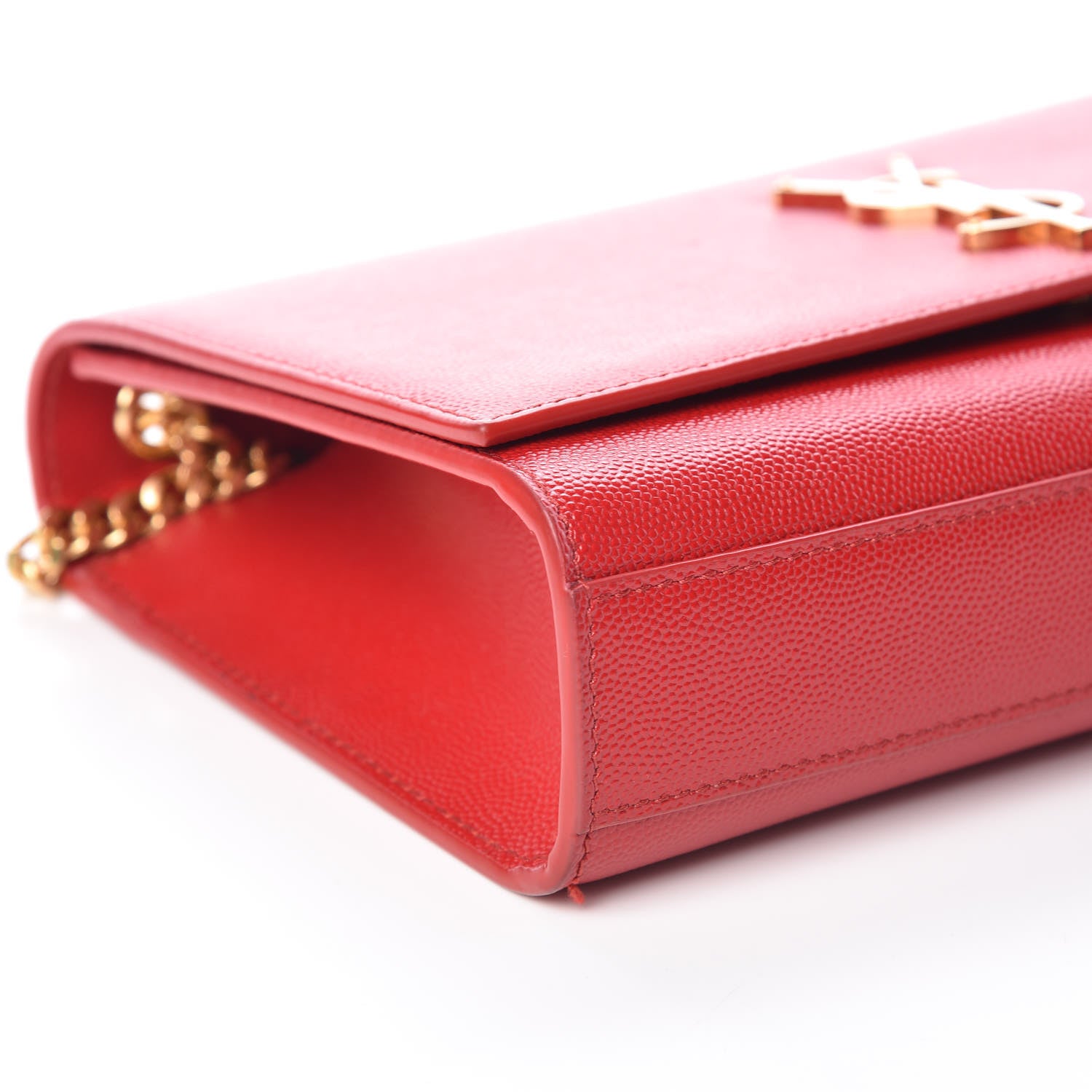 Saint Laurent Grain De Poudre Medium Monogram Kate Satchel Red 8 of 9
