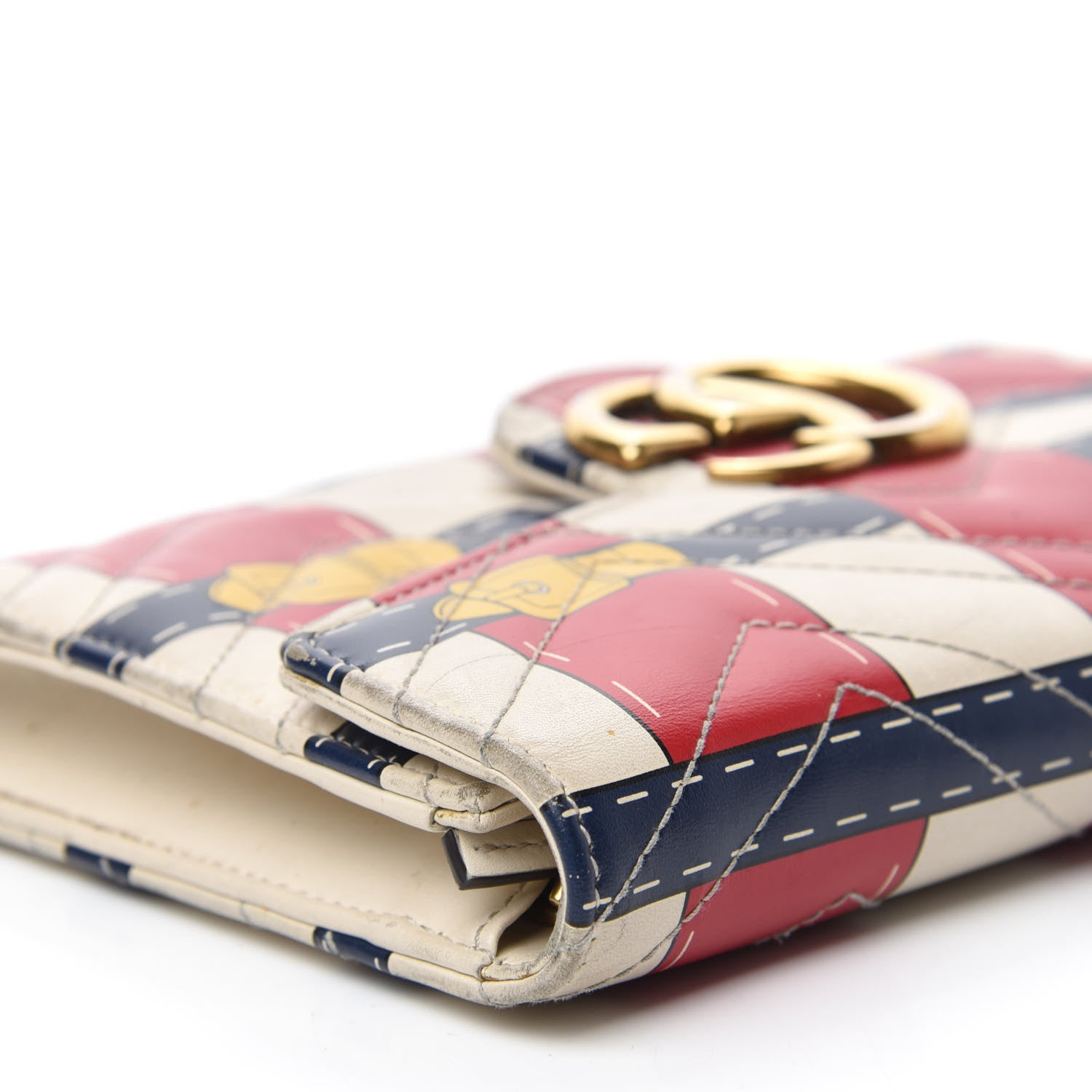 Gucci Calfskin Matelasse Trompe L'Oeil Print Mini GG Marmont Chain Wallet White 8 of 22