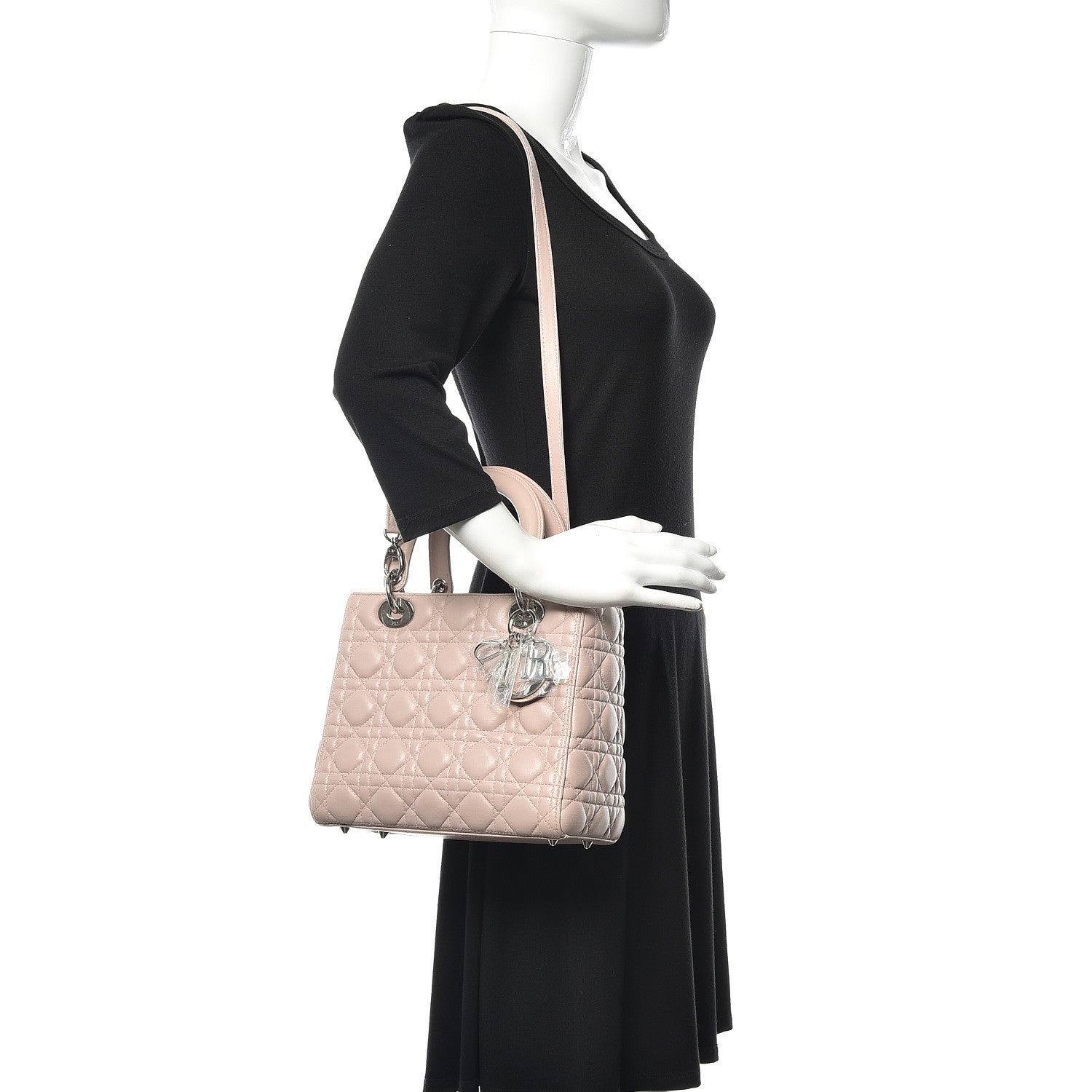 Christian Dior Lambskin Cannage Medium Lady Dior Light Pink 3 of 15