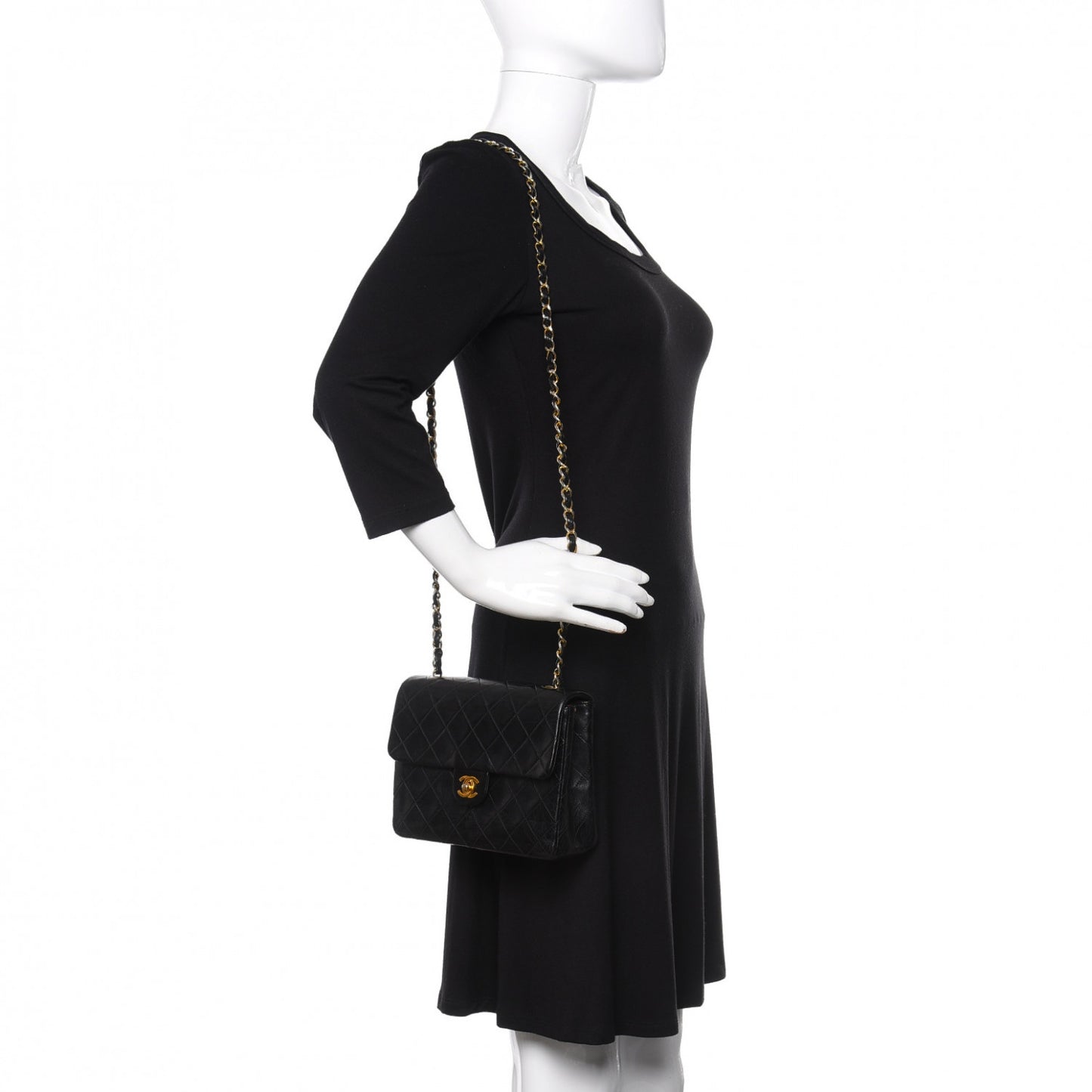 Lambskin Quilted Mini Square Flap Black