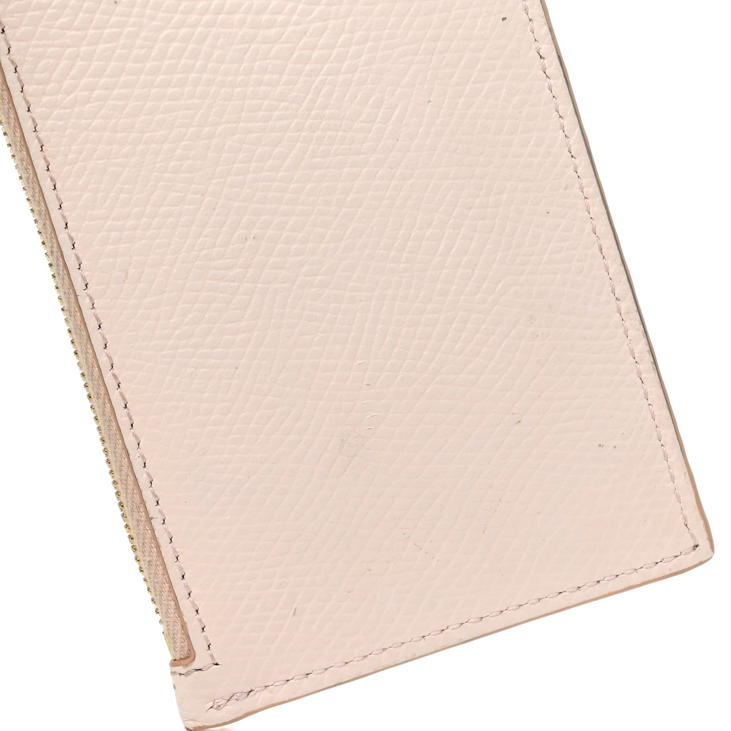 Grained Calfskin Zipped Card Holder Pink