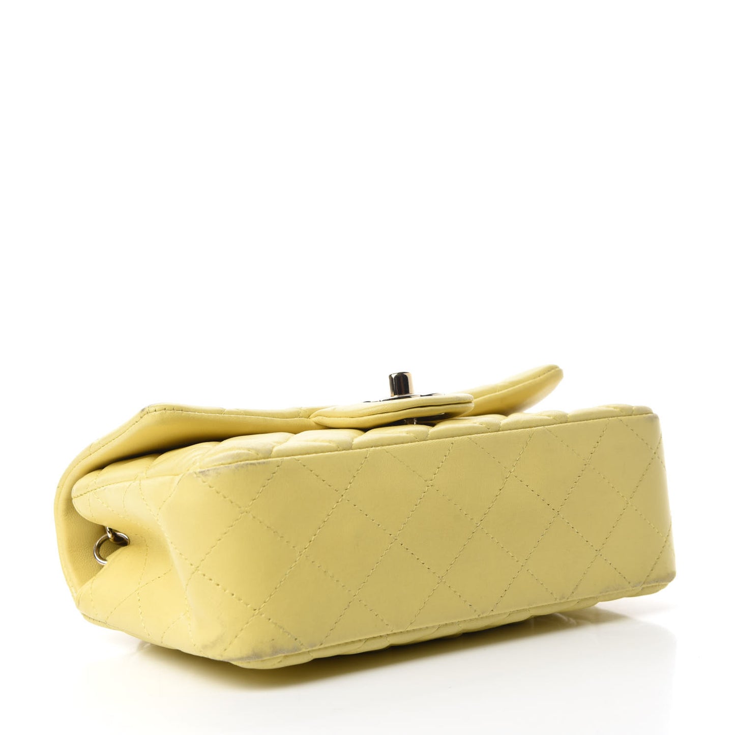 Lambskin Quilted Mini Rectangular Flap Light Yellow