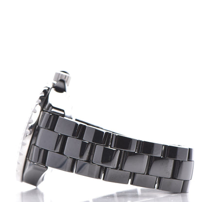 Chanel Stainless Steel Ceramic Diamond Pave Bezel 33mm J12 Quartz Watch Black 3 of 7