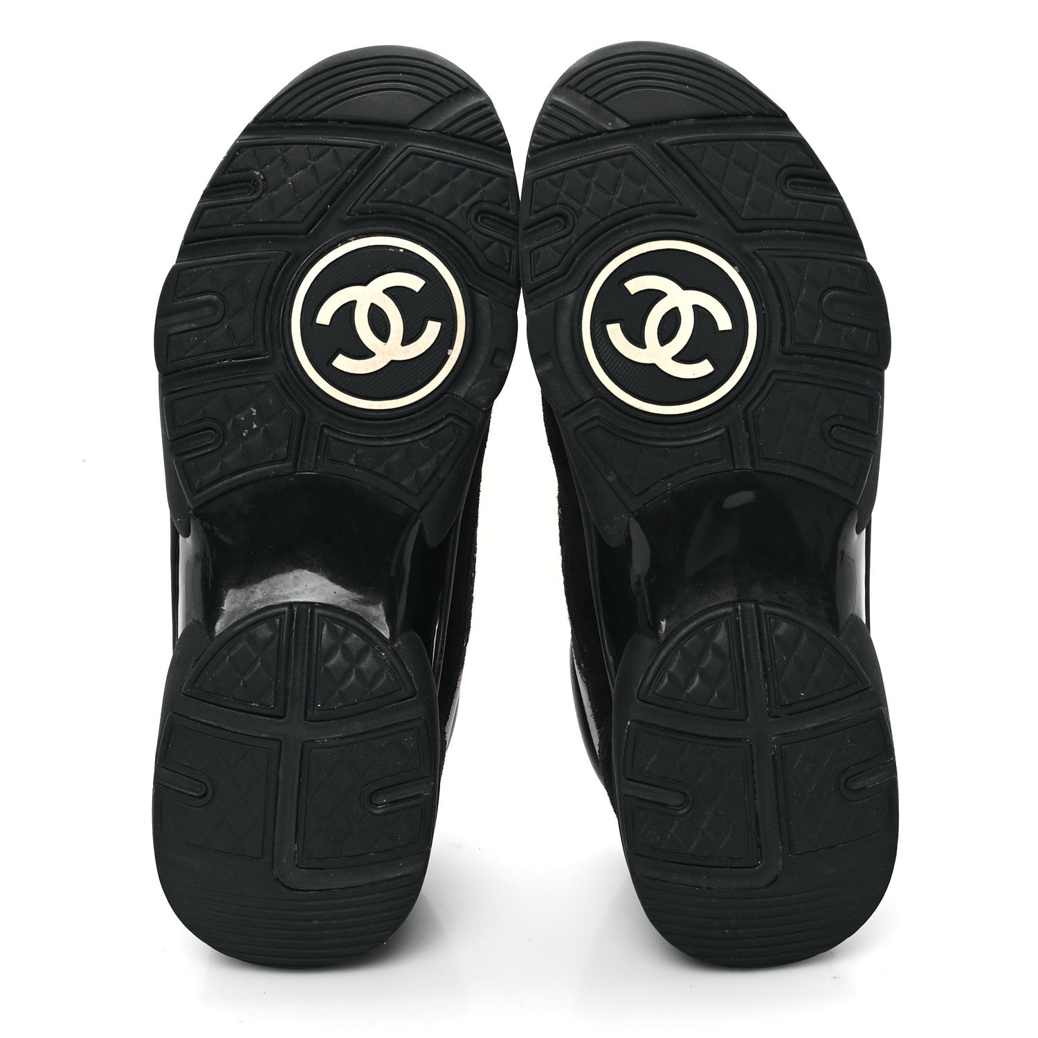 Chanel Suede Tweed CC Sneakers 38 Black Gold 6 of 10