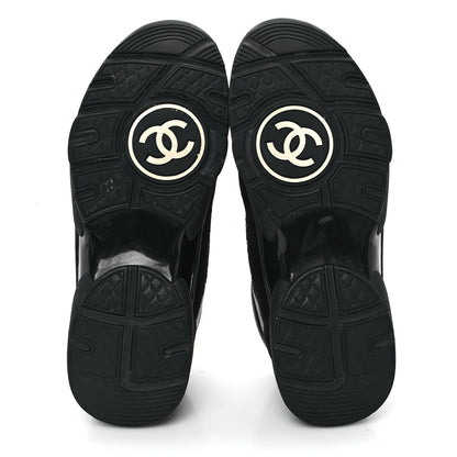 Chanel Suede Tweed CC Sneakers 38 Black Gold 6 of 10